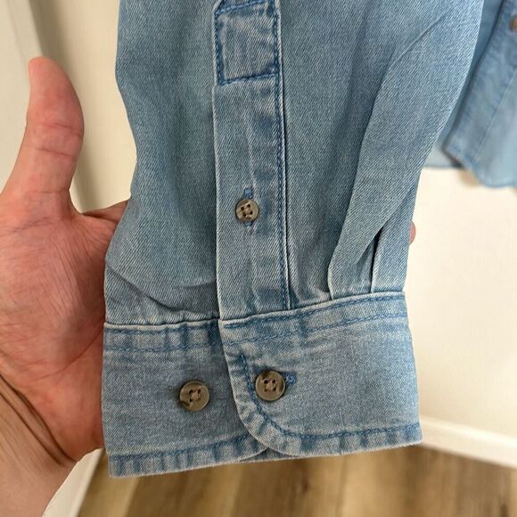 Vintage 90’s Wrangler Mens  Blue Collared Long Sleeves Button Down Shirt Large - Picture 4 of 8